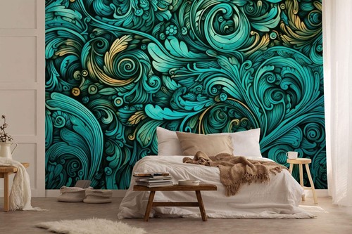 Turquoise unidirectional decor - turquoise,