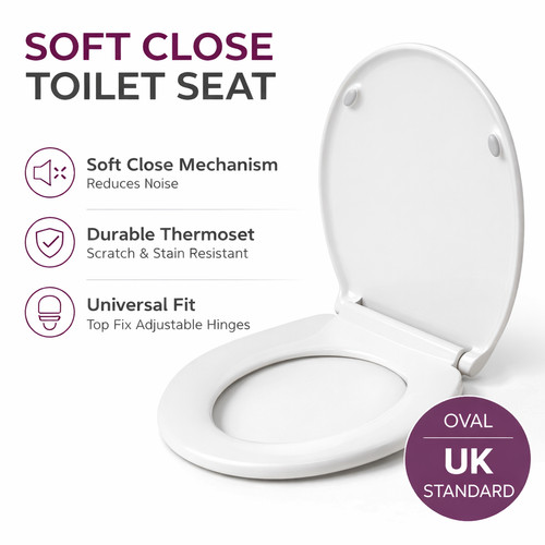 Soft close toilet seat white - close,