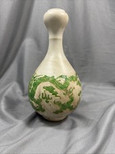 9 3/4 inch, Late 19th Century Qing Dynasty Green Dragon Vase