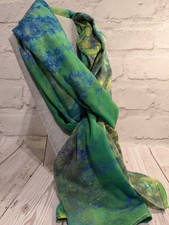 Scarf green blue yellow batik