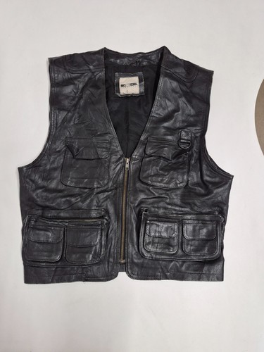 Vintage leather waistcoat - , 42"