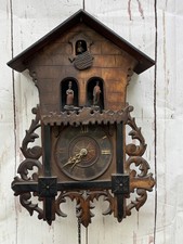 Large Antique Black Forest Weather House Cuckoo Clock Dancing Figs SPARES/REPAIR