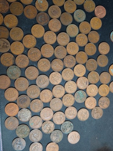 100 vintage half penny - penny, coins