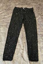 Miss E-Vie Black Sequin Party Xmas Disco Leggings Trousers Girl 11-12 years (C4)