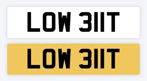 Low private number plate - low,