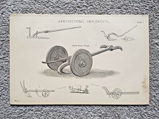 Examples of Agricultural Implements (Ploughs) - Antique Print - 1875