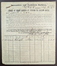 1903 Lancashire & Yorkshire Railway Advice of Goods – Walsall to Colne