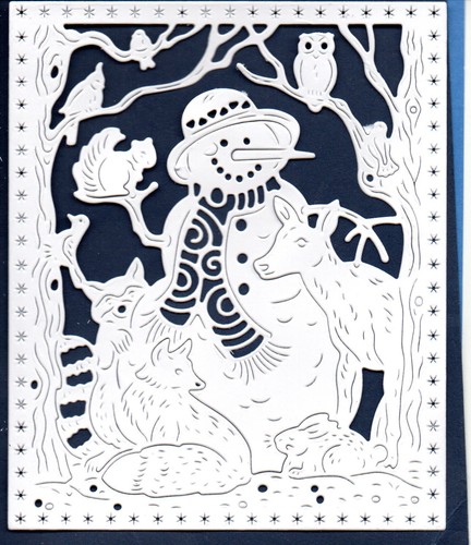 New snowman animal scene - ,