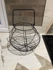 Large Vintage Egg Basket,French Farmhouse Wire Egg Basket,Fruit Veg Egg Basket