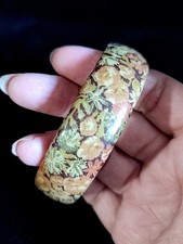 Vintage 1970s Liberty Ditsy Floral Fabric Inclusion Bangle Lucite Plastic 