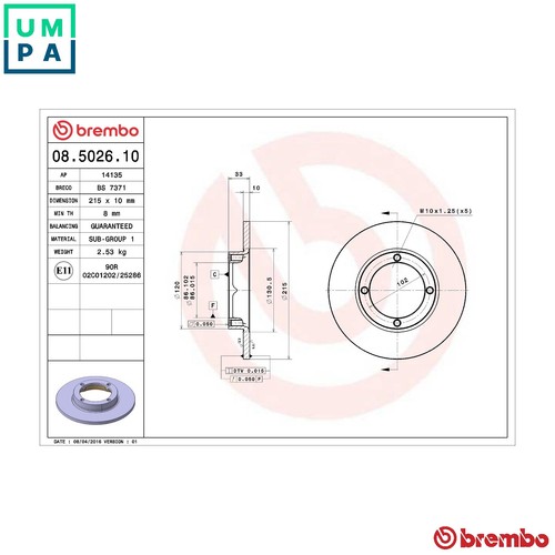 Brake disc 5026 10 for - 2x, 08.5026.10