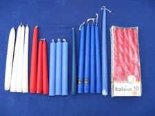 Bundle 26 Tapered Dinner Candles. Different Colours: Red Blue White. Never Used.