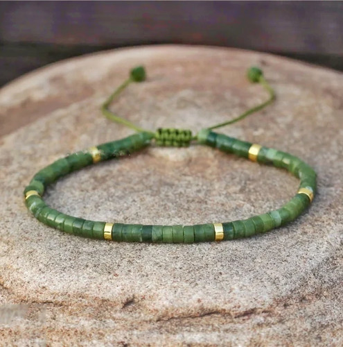 4mm green nephrite jade - nephrite, beaded