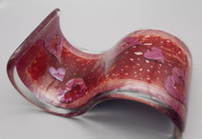 Hand Crafted Frank Neikes Glass Designer WAVE Ornament, labelled.