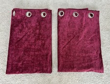 Dunelm Pair of Eyelet Curtains Burgundy Red Velvet Chenille W168cm x L137cm
