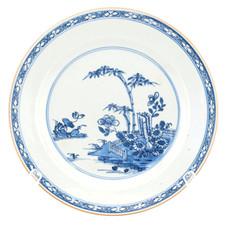 Antique Chinese Porcelain Plate Blue White Qing Qianlong Period 18th C