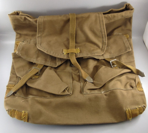 Vtg khaki canvas rucksack - canvas,