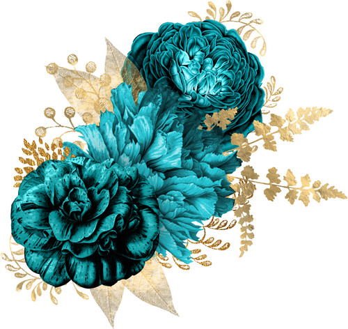 Floral tile stickers turquoise - tile,