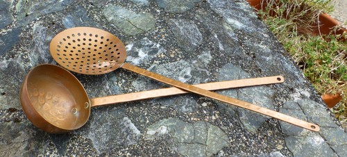 Antique copper utensil ladle - copper,