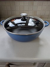 Le Creuset Blue Soup Pot Glass Lid 32cm Diameter 7 Litre (New W/Light Damage)