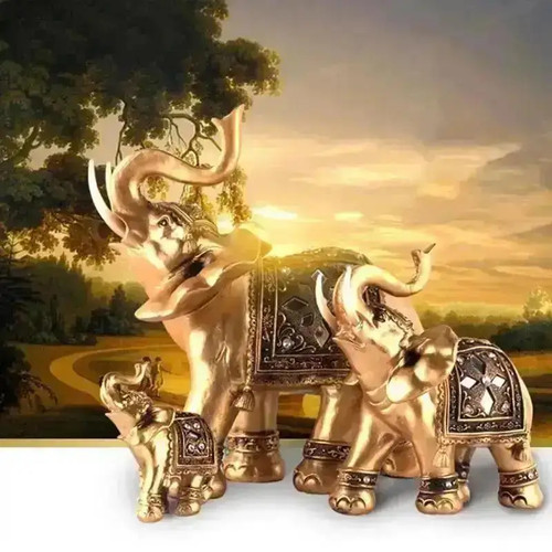 Lucky golden elephant - golden, statue