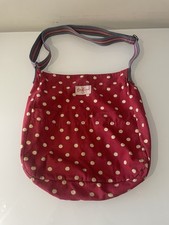 Cath Kidston - Red Polkadot Canvas Tote Messenger Crossbody / Shoulder Bag