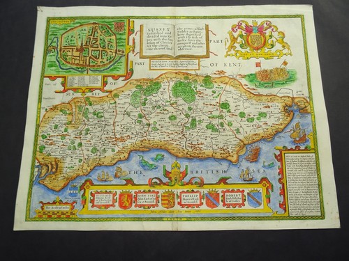 Antique map sussex john - map, by
