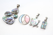 Sterling Silver Pendants Abalone Inlay Turtle Mother Of Pearl x 4 (20g)