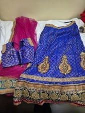 Pink Blue Gold Lehenga Size x Wedding Party Indian