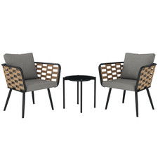 Outsunny 3 Pcs Rattan Bistro Furniture Set, Refurbished