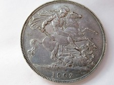 1902 Silver Edward VII Crown Nice Collectable Condition 5/-