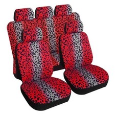 Universal 5 Seats Car Seat Cover Leopard Print Front Rear Full Set Protectors