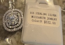 Moissanite 1.0 CTW 6.5 mm Genuine Cluster Cushion Halo Pendant/Charm