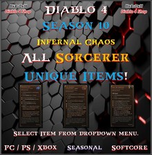 ✨Diablo 4✨Season 10✨Sorcerer Unique Items✨1 - 4 GA✨All Unique✨High Roll Aspect✨