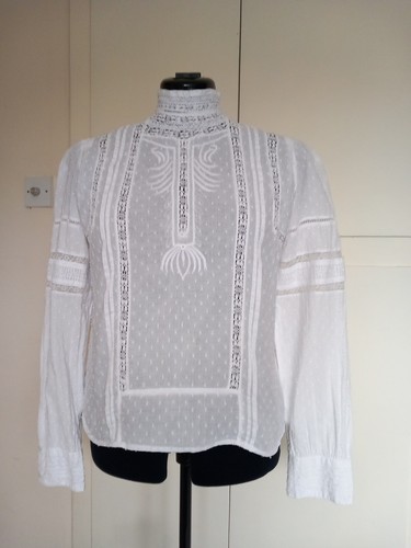 Zara white lace prairie - white, blouse