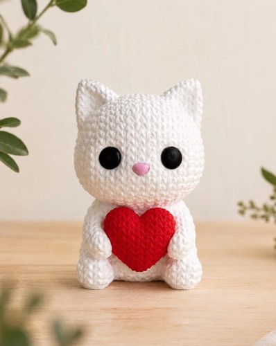 Printed white cat - 3d,