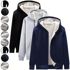 Mens Sherpa Fleece Hoodie Fur Lined Padded Thick Hooded Winter Outdoor Jacket