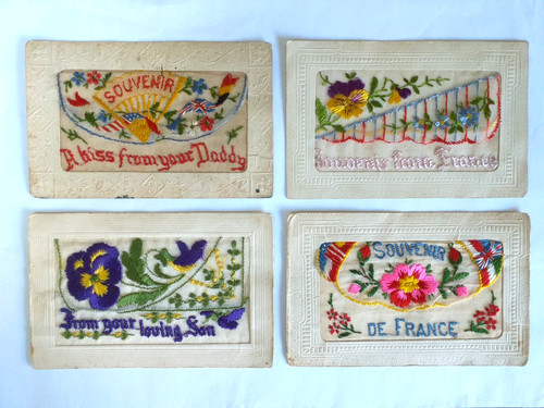 Ww1 silk embroidered - x,