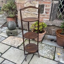 Wooden Three Tier Folding Cake Stand Dumb Waiter Plant Stand Vintage Design