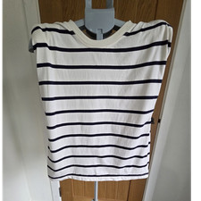 ZARA White Navy Striped