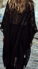 Gorgeous Floaty Zara Black Lace Knit Poncho Cape Cover Up New One Size