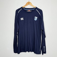 Canterbury Cardiff Blues Rugby Training Shirt Men's 2XL Navy Long Sleeve Cotton
