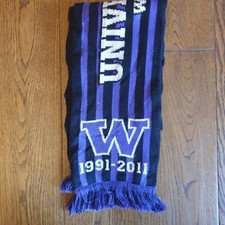 Scarf University Of Washington Ladies Soccer Black Purple 20 Years  1991 - 2011 