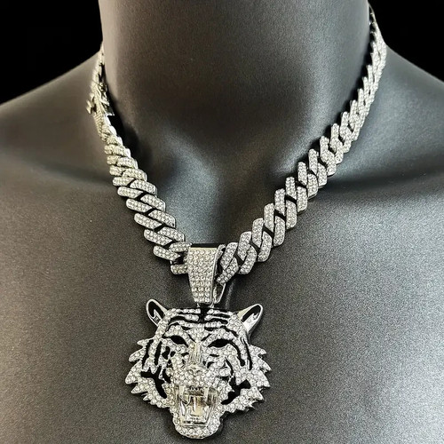 Men silver tiger - black, cuban