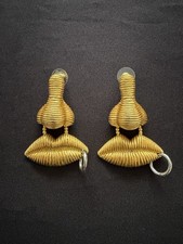 Schiaparelli Inspired Abstract Nose Mouth Piercing Large Bold Gold Tone Earrings