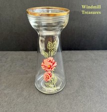 VINTAGE GILDED ROSE PATTERN HYACINTH VASE - GREAT CONDITION