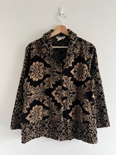 Vintage Coldwater Creek Black Gold Baroque Floral Tapestry Womens Jacket Size L
