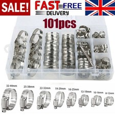 101 Pcs Assorted Stainless Steel Hose Clamp Kit With No Driver Jubilee Clips Set