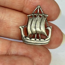 Antique Sterling Silver Viking Ship Brooch Eb80 ￼