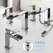 New Waterfall Bathroom Taps Chrome Basin Mixer Bath Filler Shower Deck Tap Sets
